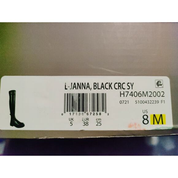 Franco Sarto Janna Over-The-Knee Boots Croc Embossed Faux Leather Black Size 8M - Picture 9 of 10